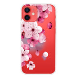 iPhone 13 Flexible Plastic Case - Transparent / Peach Flower