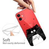 iPhone 13 Mini Flexible Transparent Plastic Case - Transparent / Two Cats