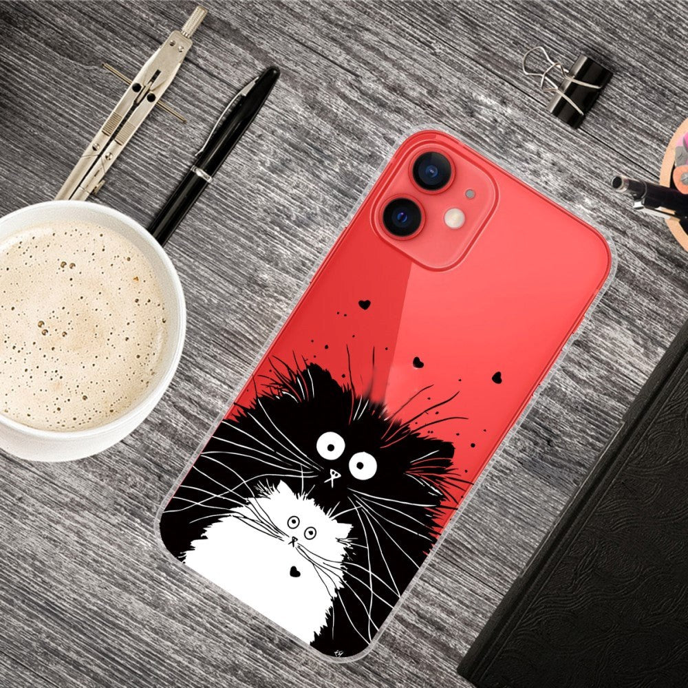 iPhone 13 Mini Flexible Transparent Plastic Case - Transparent / Two Cats