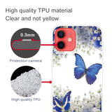 iPhone 13 Mini Flexible Transparent Plastic Case - Transparent / Blue Butterflies