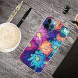 iPhone 13 Pro Max Flexible Plastic Case - Transparent / Colorful Flowers