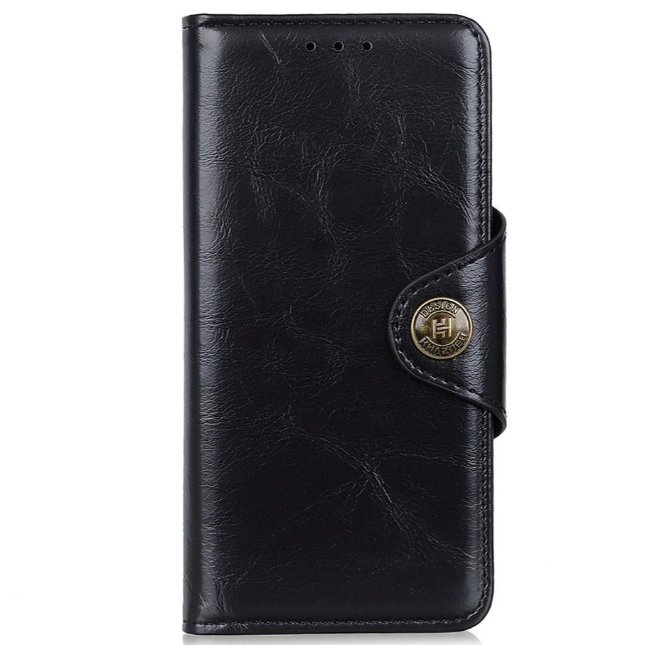 iPhone 13 Pro KHAZNEH Glossy Leather Wallet Case - Black