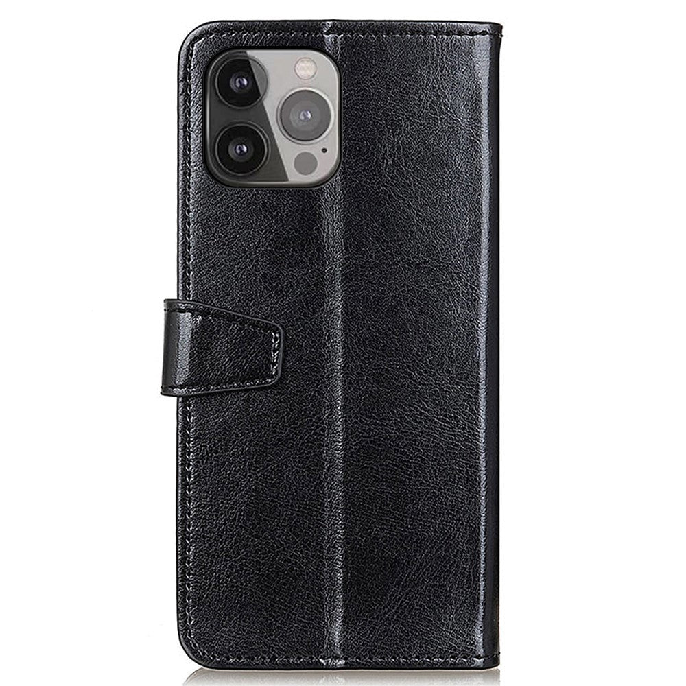 iPhone 13 Pro Max Sleek Leather Wallet Case - Black