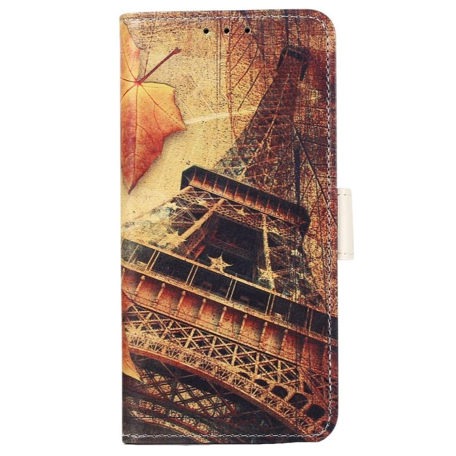 iPhone 13 Pro Leather Wallet Case - Eiffel Tower & Maple Leaf