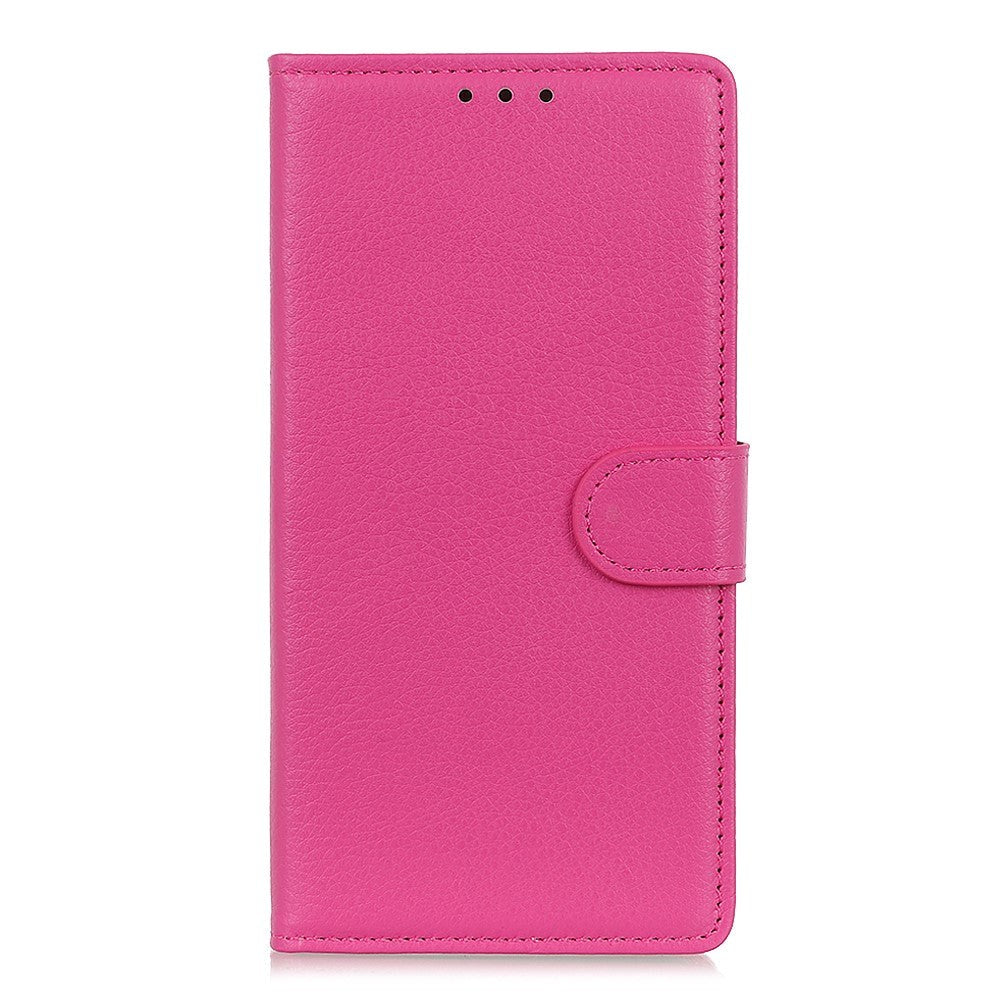 iPhone 13 Mini Litchi Leather Case with Wallet & Stand Function - Pink