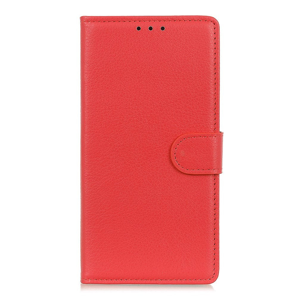 iPhone 13 Mini Litchi Leather Case with Wallet & Stand Function - Red