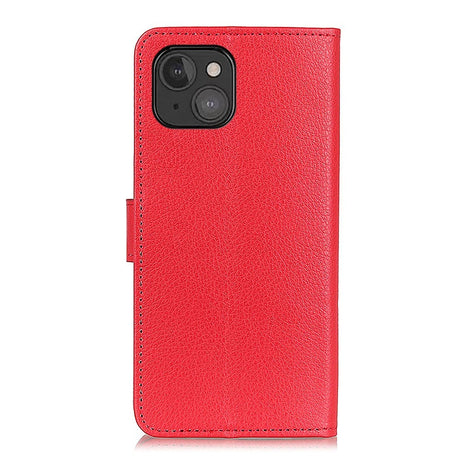 iPhone 13 Mini Litchi Leather Case with Wallet & Stand Function - Red