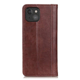 iPhone 13 Mini Litchi Leather Wallet Case - Brown