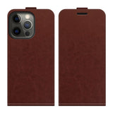 iPhone 13 Pro vertical Flip Leather Case w. Card Holder - Brown