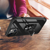 iPhone 13 Pro Tough Case w. Magnetic Kickstand - Transparent / Black