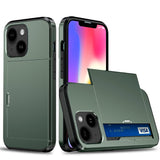 iPhone 13 Hybrid Tough Case w. Card Holder - Olive Green