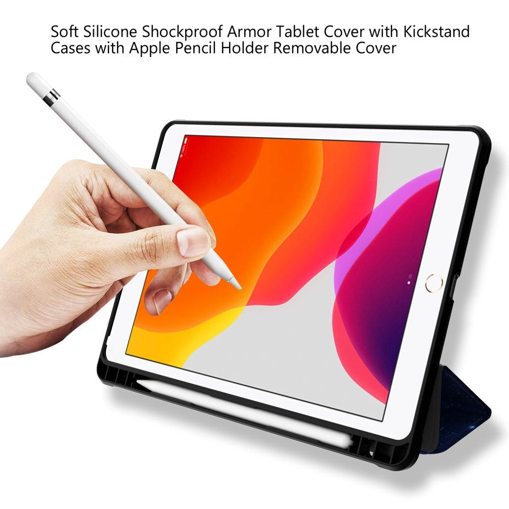 iPad 10.2" (2021 / 2020 / 2019) Tri-Fold Leather Case w. Pencil Holder - Galaxy