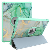 iPad 10.2" (2021 / 2020 / 2019) Tri-Fold Leather Case w. Pencil Holder - Green Marble