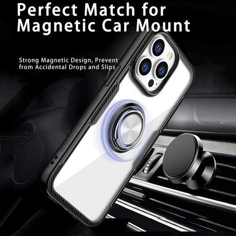 iPhone 13 Pro Tough Case w. Magnetic Kickstand - Transparent / Black