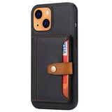 iPhone 13 Hybrid Back Case w. Card Holder - Black