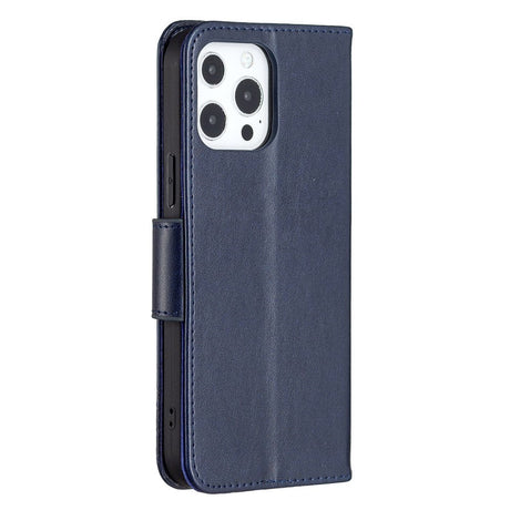 iPhone 13 Pro Leather Wallet Case Butterfly - Dark Blue