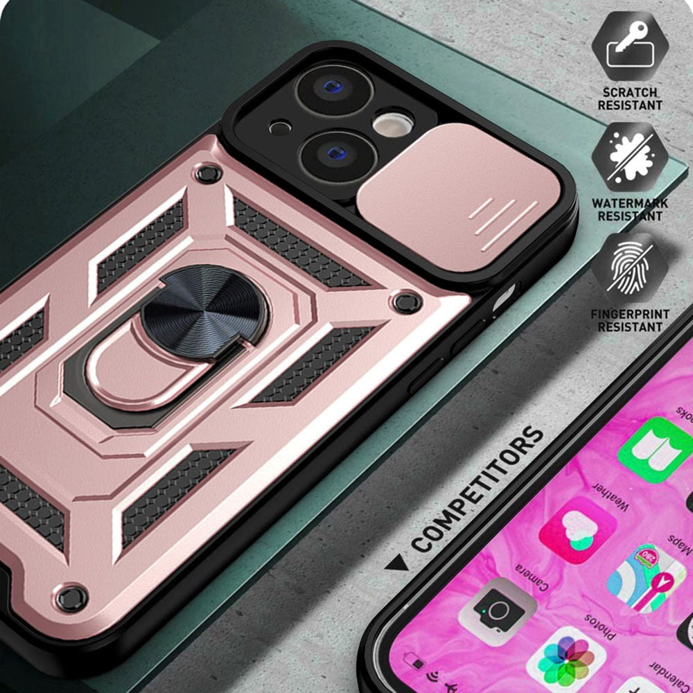 iPhone 13 Tough Case w. Magnetic Kickstand & Cam Slider - Rose Gold