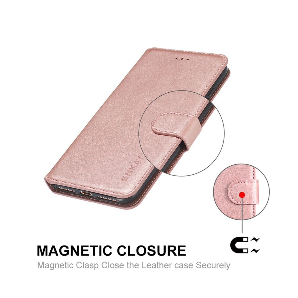 iPhone 13 Pro Neutral Leather Wallet Case and Magnetic Lock - Rose Gold