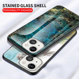 iPhone 13 Mini Flexible Plastic Case w. Glass back - Gold / Black Marble