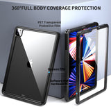 iPad Pro 12.9" (2022 / 2021 / 2020 / 2018) Waterproof Case with Built-in Screen Protector - Transparent / Black