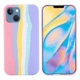 iPhone 13 Mini Flexible Silicone Case - Rainbow - Pink