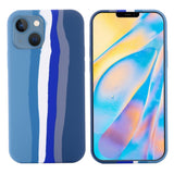 iPhone 13 Mini Flexible Silicone Case - Rainbow - Blue