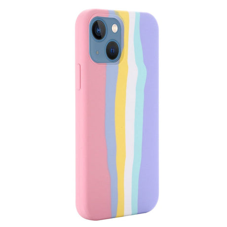 iPhone 13 Flexible Silicone Case - Rainbow - Pink