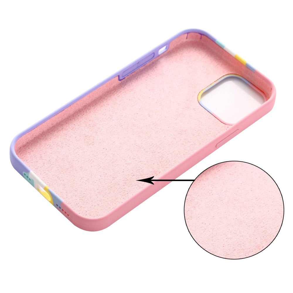 iPhone 13 Flexible Silicone Case - Rainbow - Pink