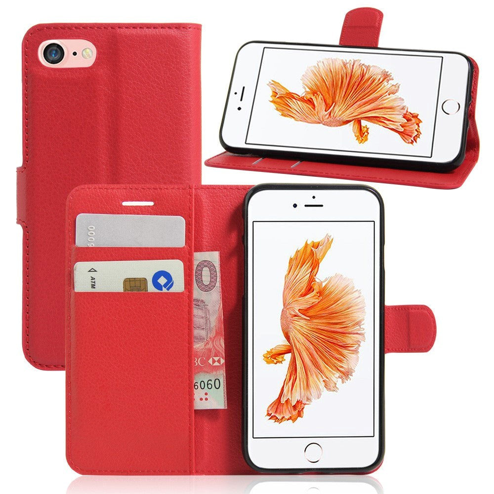 iPhone SE (2022 / 2020) / 8 / 7 Phone Wallet Case Soft Pouch Leather Red