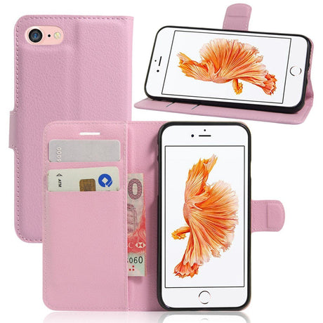 iPhone SE (2022 / 2020) / 8 / 7 Phone Wallet Case Soft Pouch Leather Pink