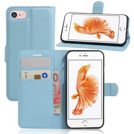 iPhone SE (2022 / 2020) / 8 / 7 Phone Wallet Case Soft Pouch Leather Light Blue