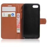 iPhone SE (2022 / 2020) / 8 / 7 Phone Wallet Case Soft Pouch Leather Brown