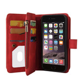 iPhone SE (2022/2020)/8/7 Leather Flip Case w. Strap, Wallet & 15 Card Holders - Red