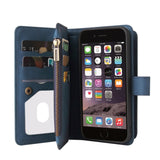 iPhone SE (2022/2020)/8/7 Leather Flip Case with Strap, Wallet & 15 Card Holders - Blue