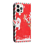 iPhone 13 Pro Leather Christmas Wallet Case - Santa & Rudolf