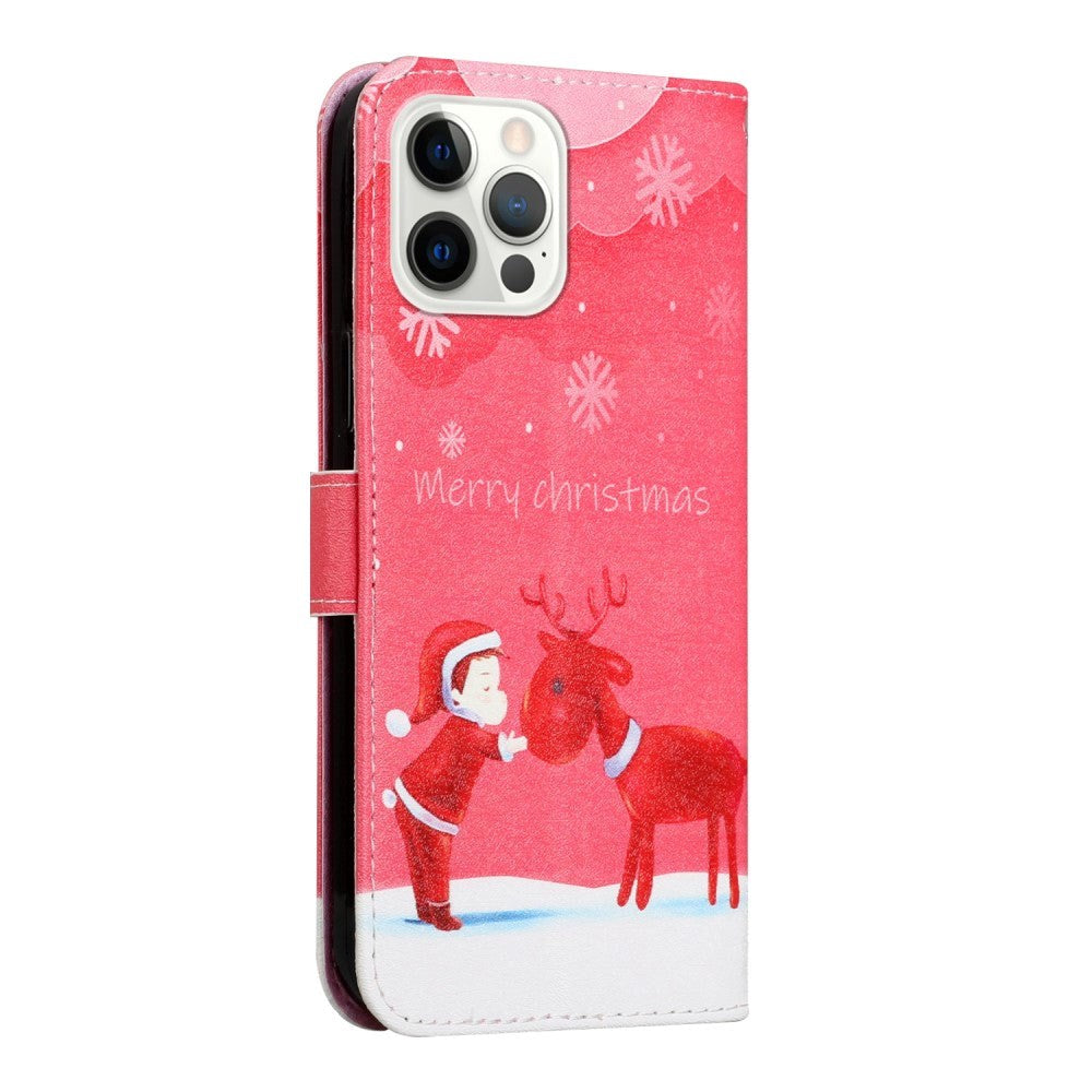 iPhone 13 Pro Leather Christmas Wallet Case - Baby Reindeer