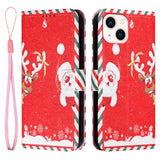 iPhone 13 Leather Christmas Wallet Case - Santa & Rudolf