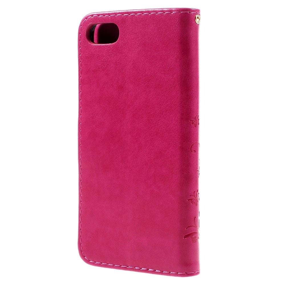 iPhone SE (2022 / 2020) / 8 / 7 Butterflies Leather Wallet Case Pink