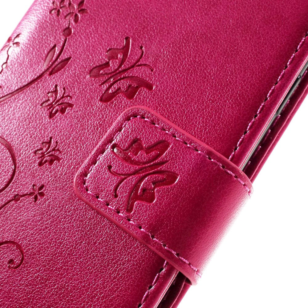 iPhone SE (2022 / 2020) / 8 / 7 Butterflies Leather Wallet Case Pink