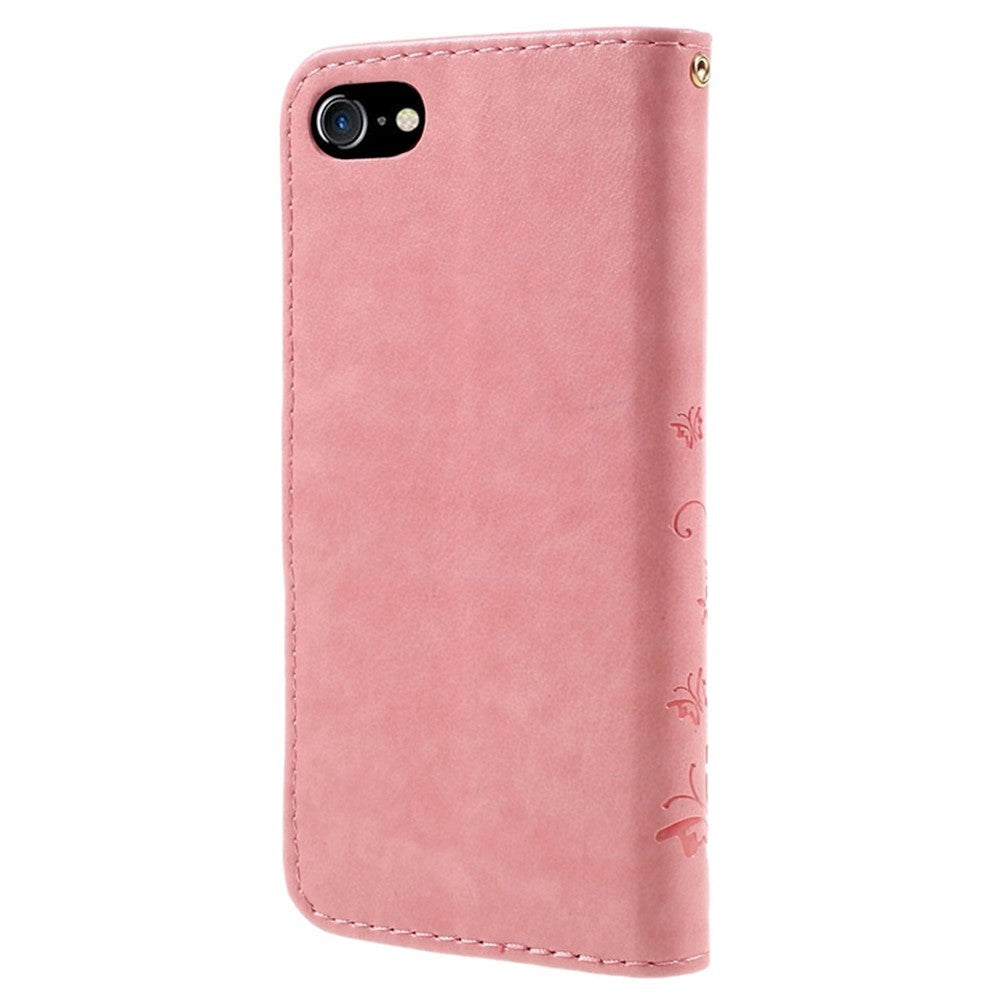 iPhone SE (2022/2020)/8/7 Butterflies Leather Wallet Case - Pink