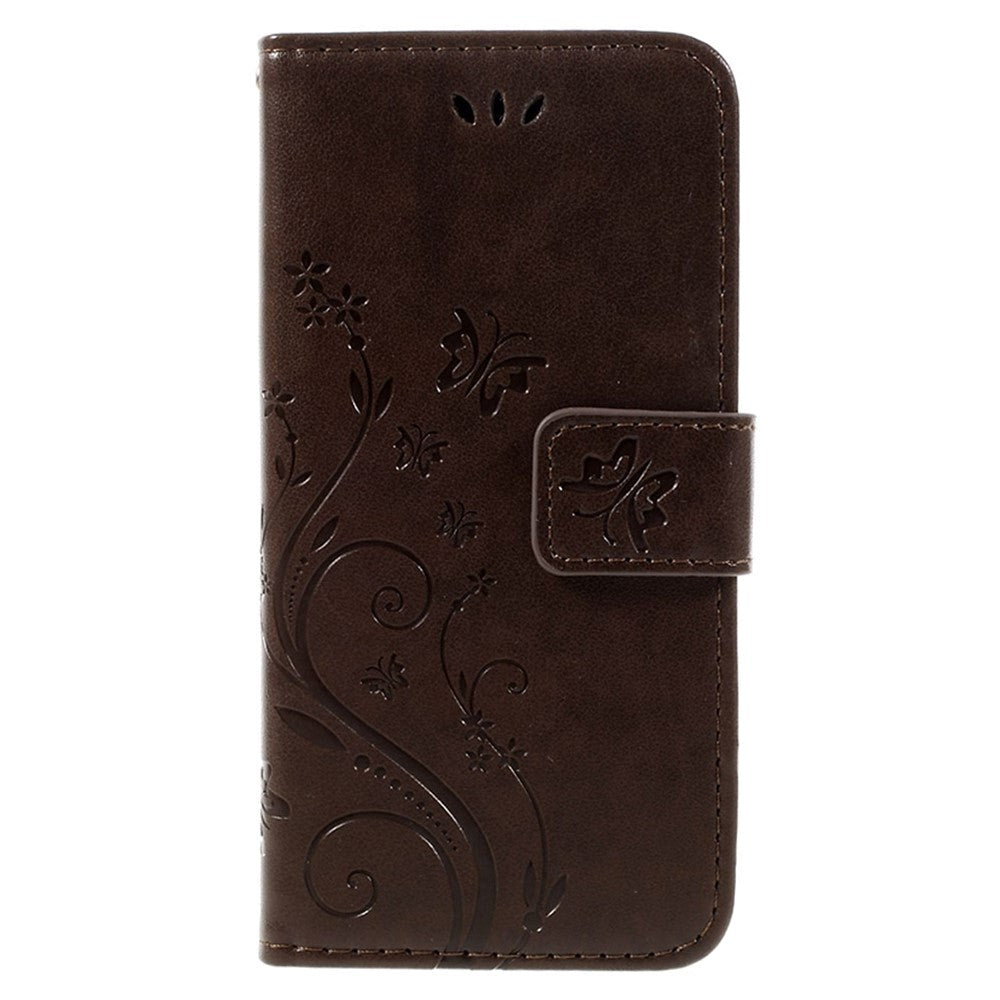 iPhone SE (2022/2020)/8/7 Butterflies Leather Wallet Case - Brown