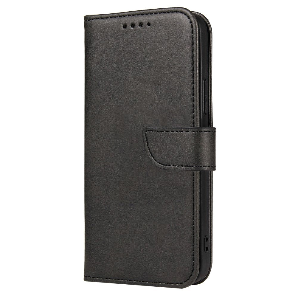 iPhone 13 Leather Wallet Case & Magnetic Lock - Black