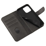 iPhone 13 Leather Wallet Case & Magnetic Lock - Black