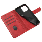 iPhone 13 Leather Wallet Case & Magnetic Lock - Red