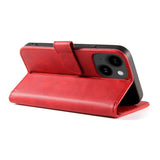 iPhone 13 Leather Wallet Case & Magnetic Lock - Red