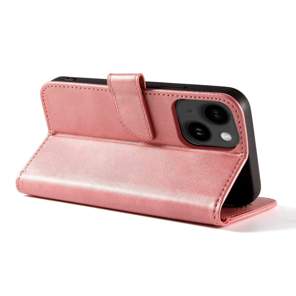 iPhone 13 Leather Wallet Case & Magnetic Lock - Rose Gold