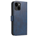 iPhone 13 Leather Wallet Case & Magnetic Lock - Blue