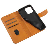 iPhone 13 Leather Wallet Case & Magnetic Lock - Light Brown