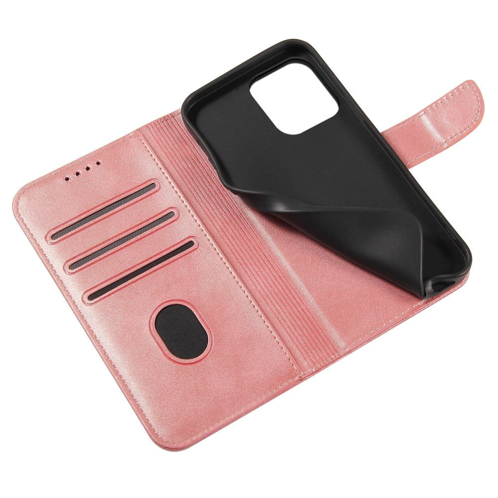 iPhone 13 Mini Leather Wallet Case & Magnetic Lock - Rose Gold