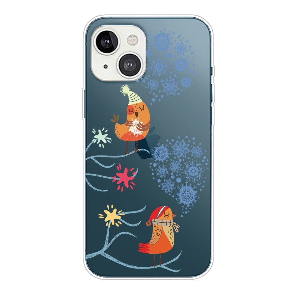 iPhone 13 Plastic Christmas Case - Christmas Birds - Transparent